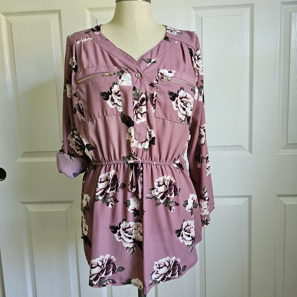 J for Justify Mauve Floral Blouse